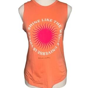 Spiritual Gangster Celestial Graphic Tank Top Women's Orange Gym Yoga - Medium
